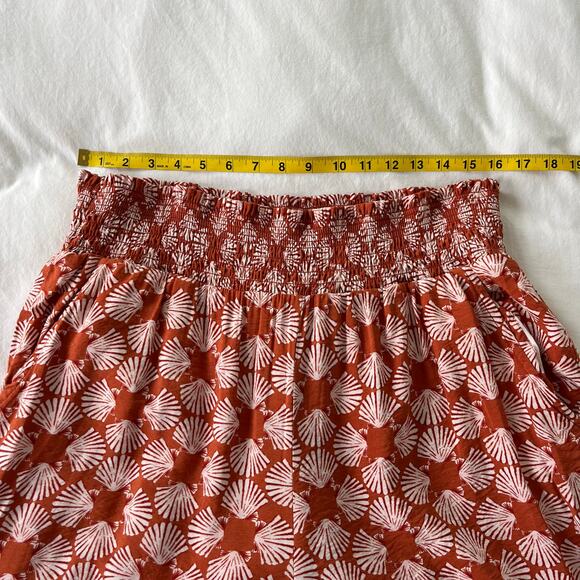 Anthropologie Maeve Printed Wide Leg Pull On Sea Shell Red Orange Pants, Large - Picture 6 of 13